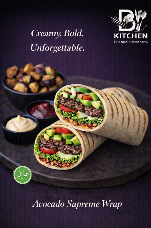 The Avocado Supreme Wrap Menu